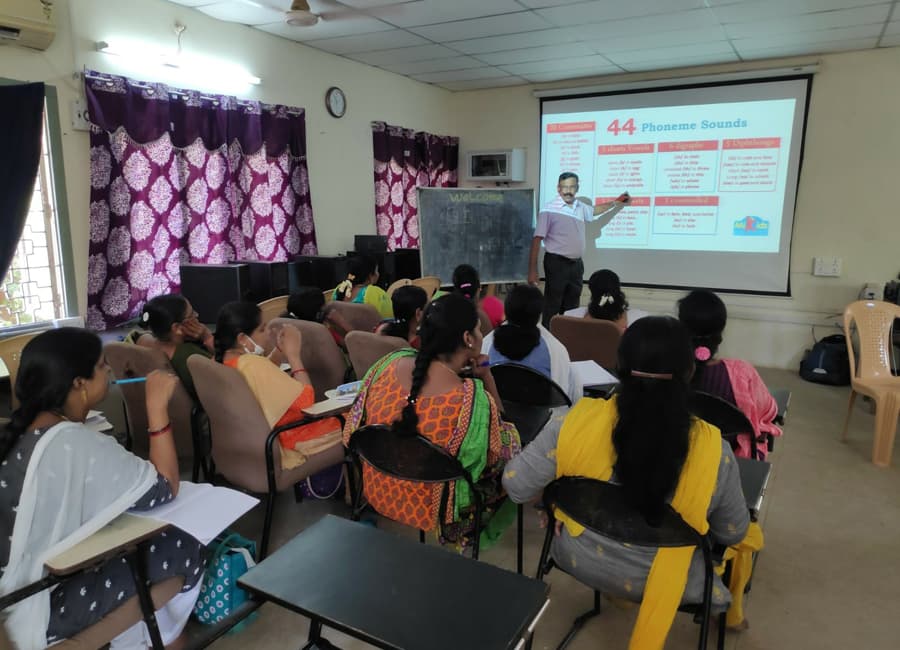 Teachers attending a phonics training session